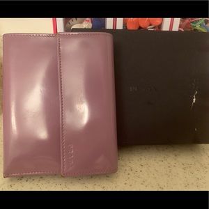 Prada Trifold Wallet in Lilac Patent Leather